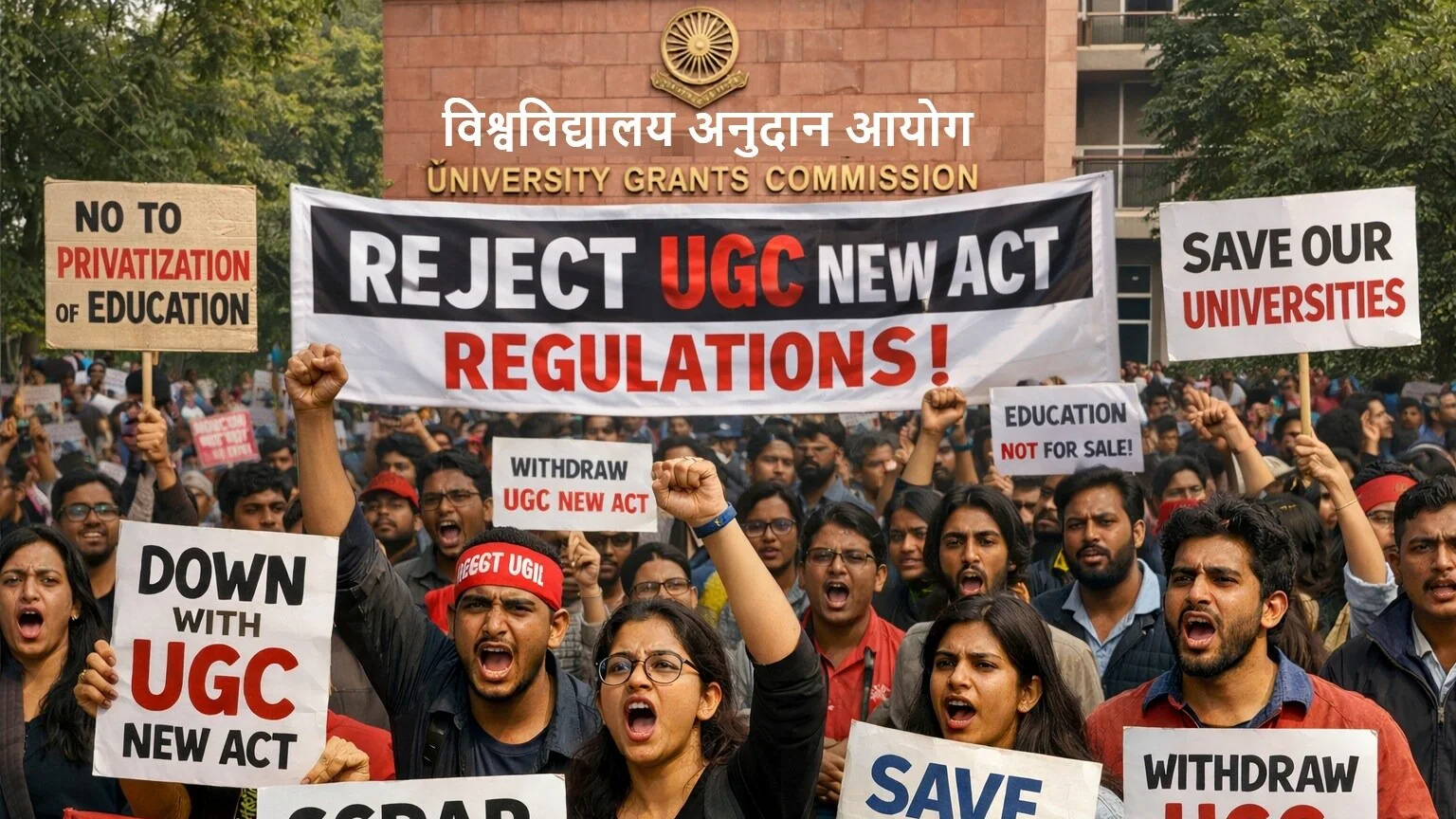 The protest by the students for the UGC New Bill 2026