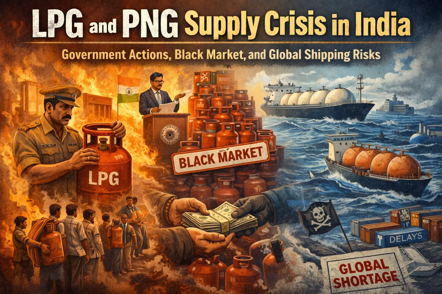 LPG and PNG Supply Crisis in India: Government Actions, Black Market, and Global Shipping Risks