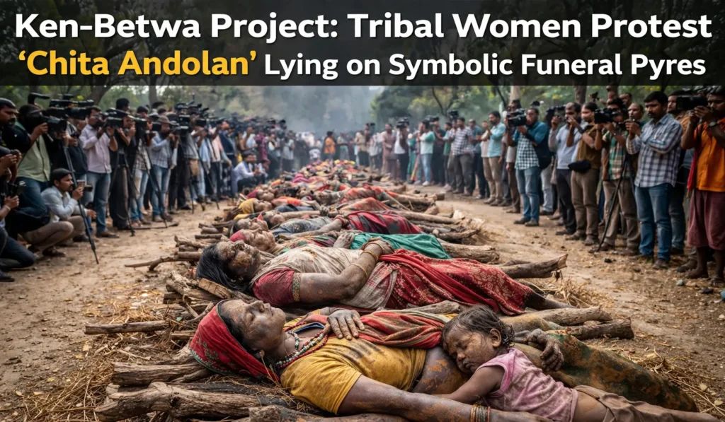 Peoples are Protest against Ken-Betwa Link Project by Performed Chita Andolan